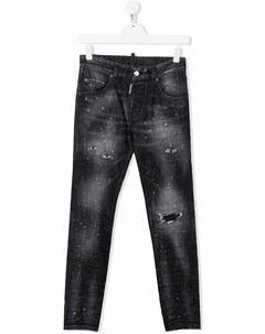 Зауженные джинсы с эффектом потертости Dsquared2 kids