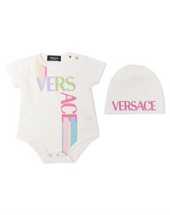 Комплект из боди и шапки с логотипом Versace kids