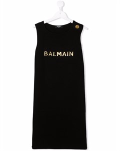 Платье без рукавов с логотипом Balmain kids