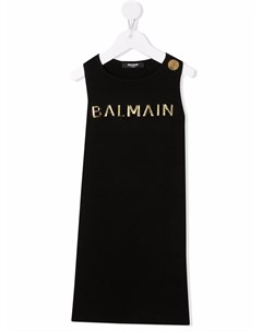 Платье без рукавов с логотипом Balmain kids
