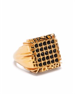 Кольцо с кристаллами и логотипом Versace