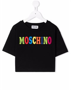 Укороченная футболка с логотипом Moschino kids
