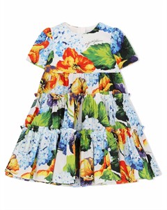 Ярусное платье макси с цветочным принтом Dolce & gabbana kids