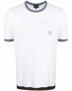 Шерстяной футболка с вышитым логотипом Giorgio armani