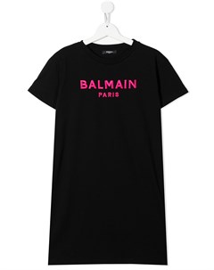 Платье футболка с вышитым логотипом Balmain kids