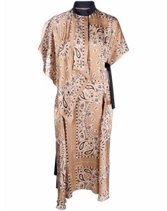 Платье миди асимметричного кроя с принтом Sacai