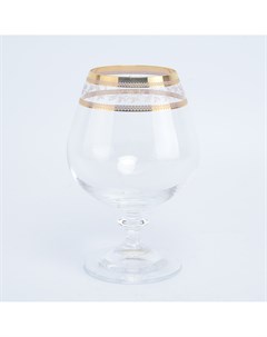Набор бокалов для бренди золотой лист v d 400 мл 6 шт прозрачный 15 см Crystalex bohemia