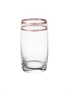 Набор стаканов для воды золотой лист v d 380 мл 6 шт прозрачный 28x17x12 см Crystalex bohemia