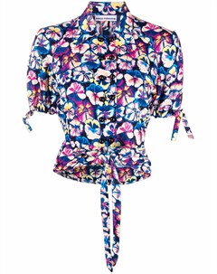 Блузка с объемными рукавами и цветочным принтом Paco rabanne