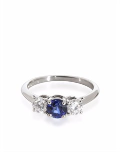 Платиновое кольцо Three Stone с сапфиром и бриллиантами Tiffany & co. pre-owned