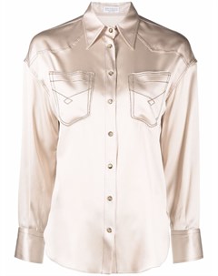Рубашка Western из смесового шелка Brunello cucinelli