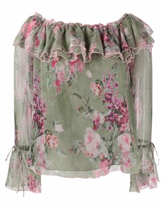 Блузка с открытыми плечами и цветочным принтом Blumarine