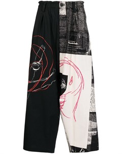 Укороченные брюки широкого кроя с узором Yohji yamamoto