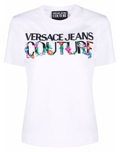Футболка с цветочной вышивкой Versace jeans couture