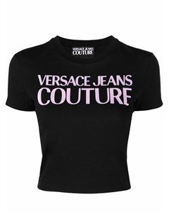 Укороченная футболка с логотипом Versace jeans couture