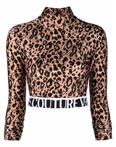 Топ с высоким воротником и леопардовым принтом Versace jeans couture