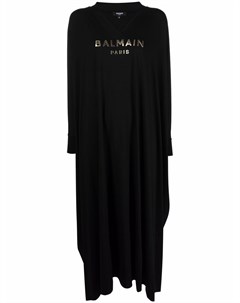 Платье трапеция макси с логотипом Balmain