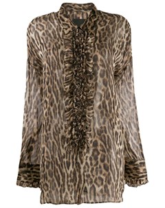 Блузка с леопардовым принтом и оборками R13
