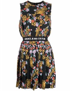 Креповое платье мини с принтом Sunflower Versace jeans couture