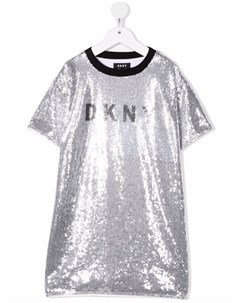 Платье с пайетками и логотипом Dkny kids