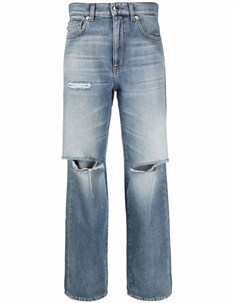 Прямые джинсы с эффектом потертости Love moschino