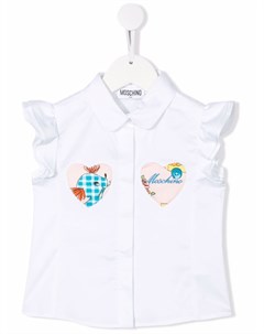 Рубашка с оборками и вышитым логотипом Moschino kids