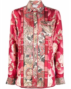 Шелковая блузка с длинными рукавами и вышивкой Pierre-louis mascia