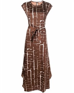 Платье с поясом и абстрактным принтом Peserico