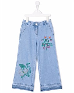 Прямые джинсы с цветочной вышивкой Stella mccartney kids