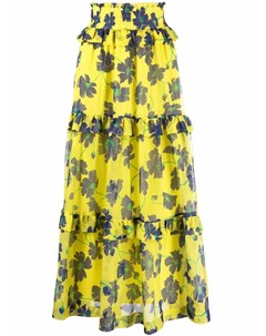 Шелковая ярусная юбка с цветочным принтом P.a.r.o.s.h.