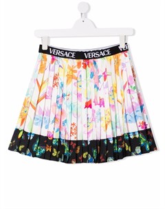 Плиссированная юбка с цветочным принтом Versace kids