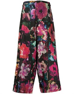 Укороченные брюки с цветочным принтом Yohji yamamoto