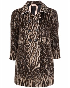 Двубортное пальто с леопардовым принтом Nº21