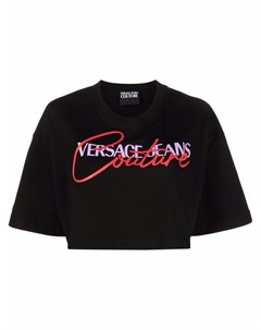 Укороченная футболка с логотипом Versace jeans couture