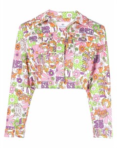 Укороченная джинсовая куртка с цветочным принтом Chiara ferragni