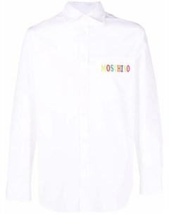 Рубашка с длинными рукавами и вышитым логотипом Moschino