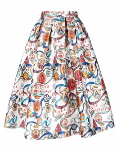 Расклешенная юбка миди с графичным принтом Alessandro enriquez