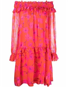 Платье миди с открытыми плечами и цветочным принтом P.a.r.o.s.h.