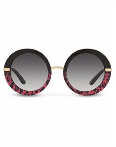 Солнцезащитные очки в круглой оправе с леопардовым принтом Dolce & gabbana eyewear