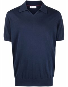 Рубашка поло с V образным вырезом и короткими рукавами Brunello cucinelli