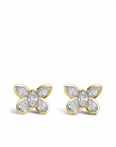 Серьги гвоздики Butterfly из желтого золота с бриллиантами Pragnell