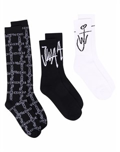 Комплект из трех пар носков с логотипом Jw anderson