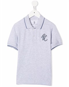 Рубашка поло с короткими рукавами и нашивкой логотипом Brunello cucinelli kids