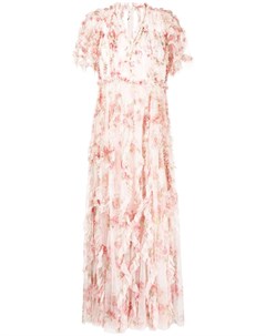 Длинное платье Waltzing Blooms с оборками Needle & thread