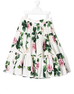 Ярусная юбка с цветочным принтом Dolce & gabbana kids