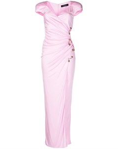 Платье с драпировкой и декором Safety Pin Versace