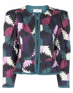 Укороченная стеганая куртка с геометричным принтом Isabel marant étoile