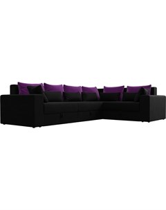 Угловой диван Мэдисон Long 92 правый микровельвет черный фиолетовый черный Mebelico
