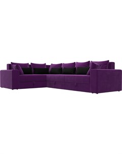 Угловой диван Мэдисон Long 92 левый 59178 микровельвет фиолетовый подушки фиолетовый черный Mebelico