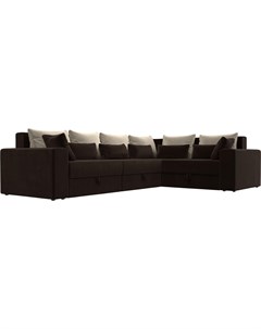 Угловой диван Мэдисон Long 92 правый 59177 микровельвет коричневый подушки бежевый коричневый Mebelico